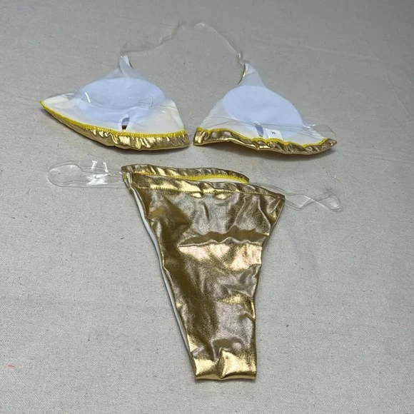 Bundle Of 2 Set Metallic Silver and Gold Women’s Bikini Beach. - Picture 7 of 8